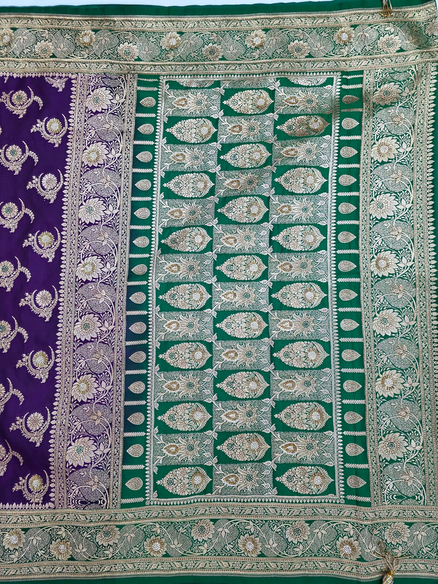 Parpl Zarkan Swarovski Banarasi silk Saree