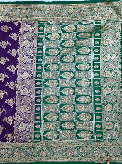 Parpl Zarkan Swarovski Banarasi silk Saree