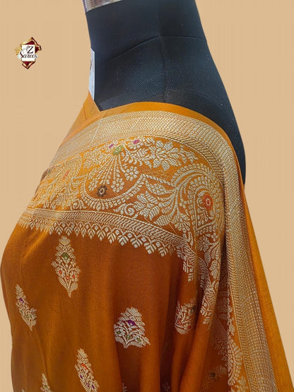 mustard Banarasi Silk Saree
