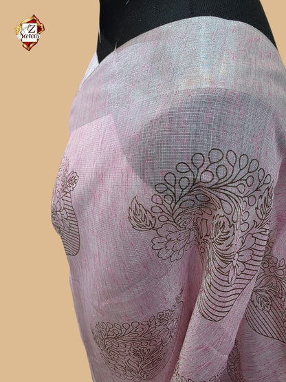 Pink Banarasi Printed Saree