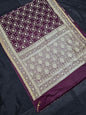 Wine Zarkan Swarovski Banarasi Katan Saree
