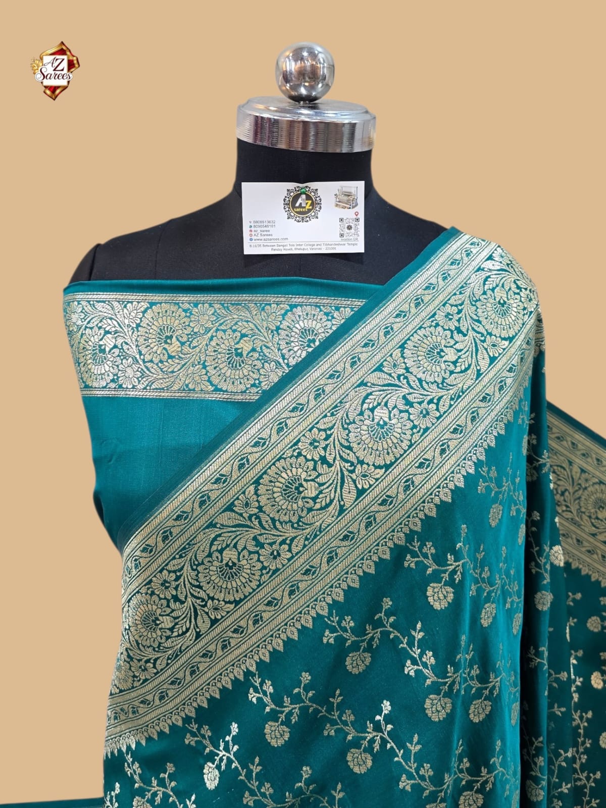 Teal Banarasi Katan Saree