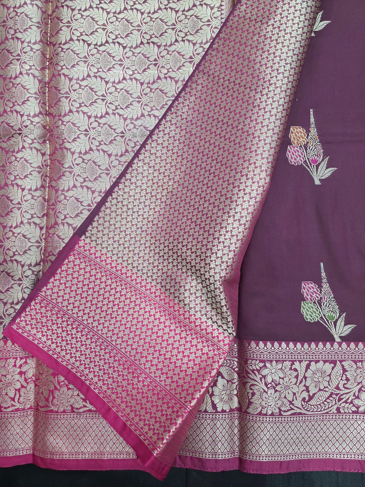 Maroon Banarasi Katan Saree