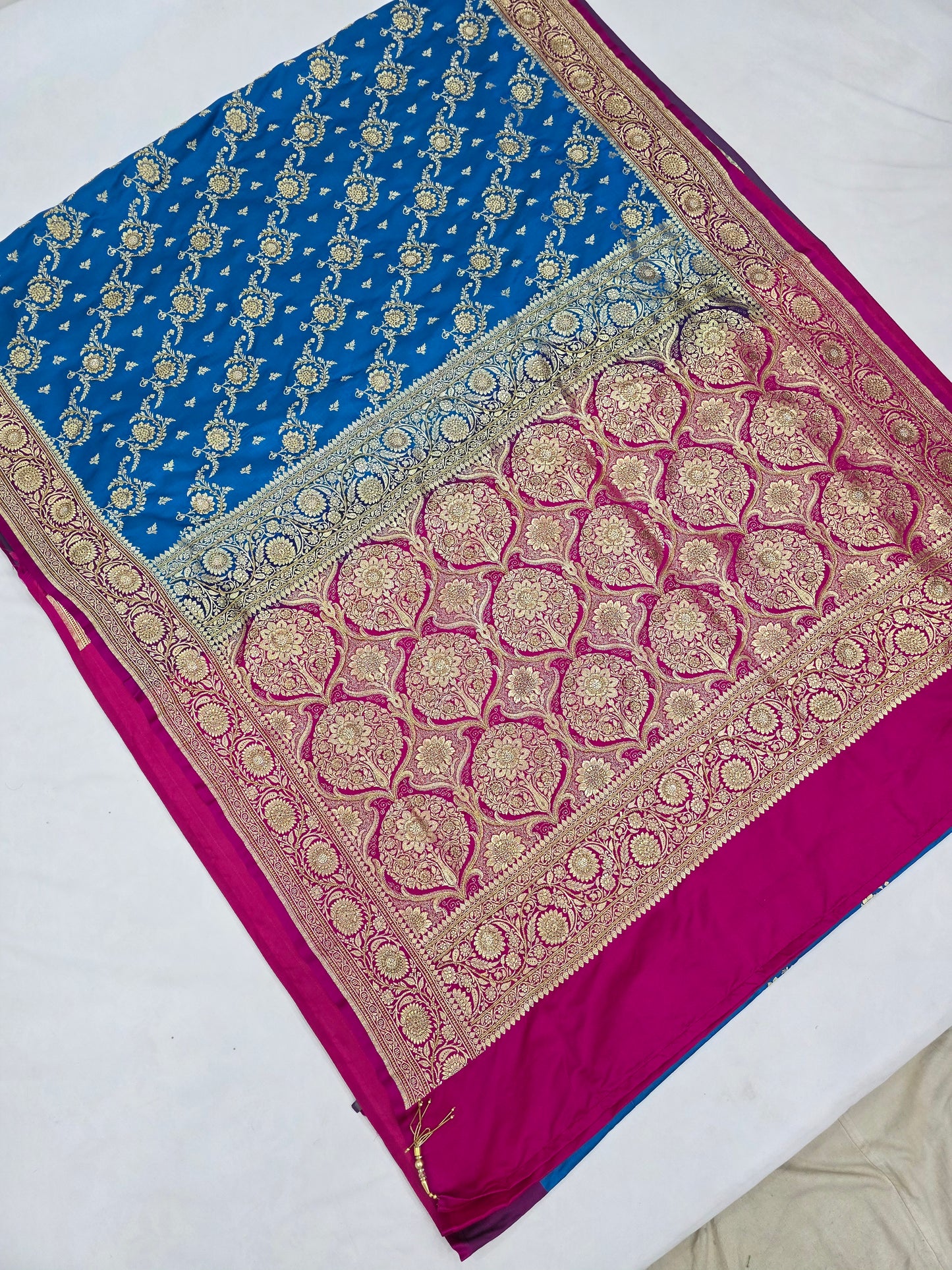 Blue Zarkan Moti Banarasi Silk Saree