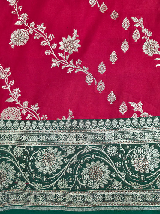 Red Zarkan Swarovski Banarasi Saree