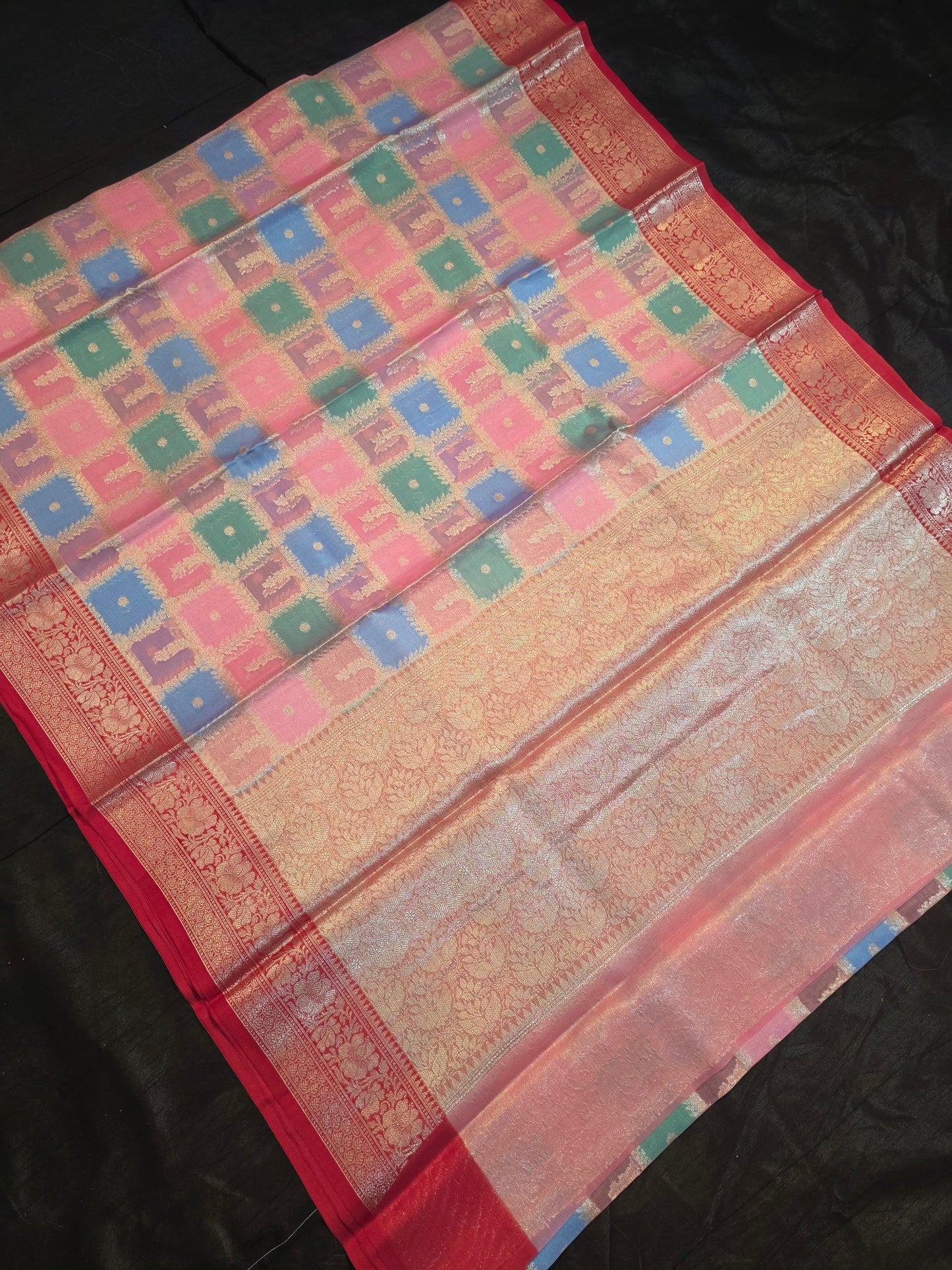 Multicoloured Tissue Banarasi saree