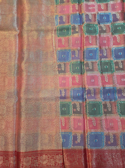 Multicoloured Tissue Banarasi saree