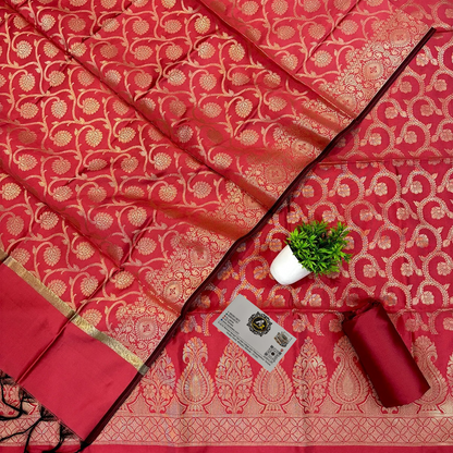 Peach kalga jaal Silk suit