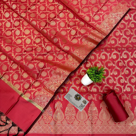 Peach kalga jaal Silk suit