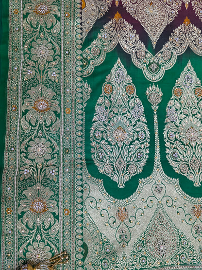 Maroon Zardozi Zarkan Banarasi Saree