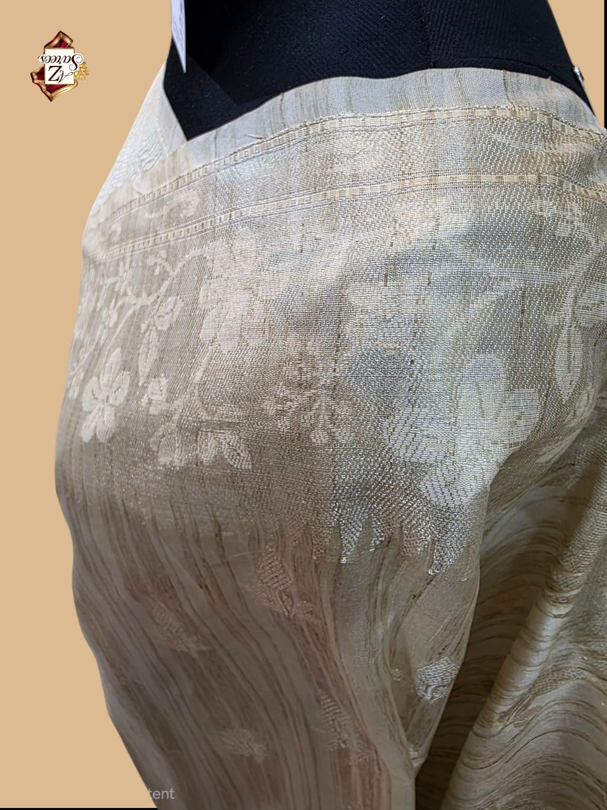 Cream Banarasi Ghicha Silk Saree