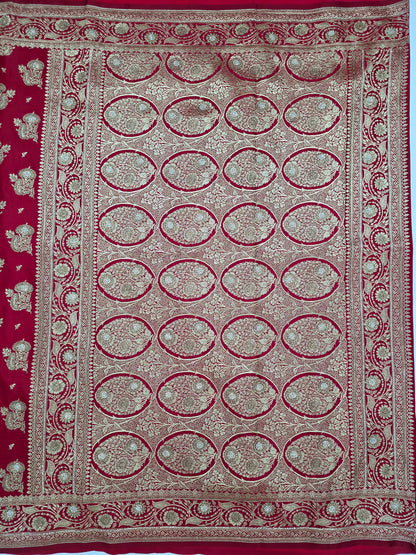 Red Zarkan Swarovski Banarasi Saree