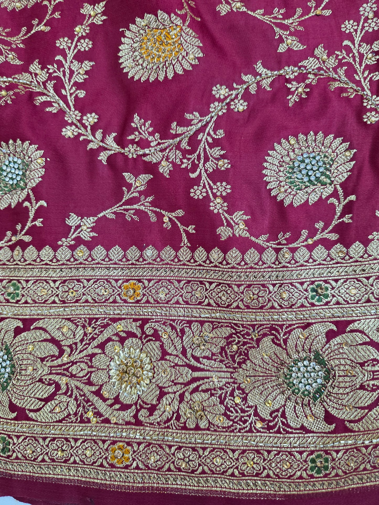 Maroon Cutdana Banarasi Saree