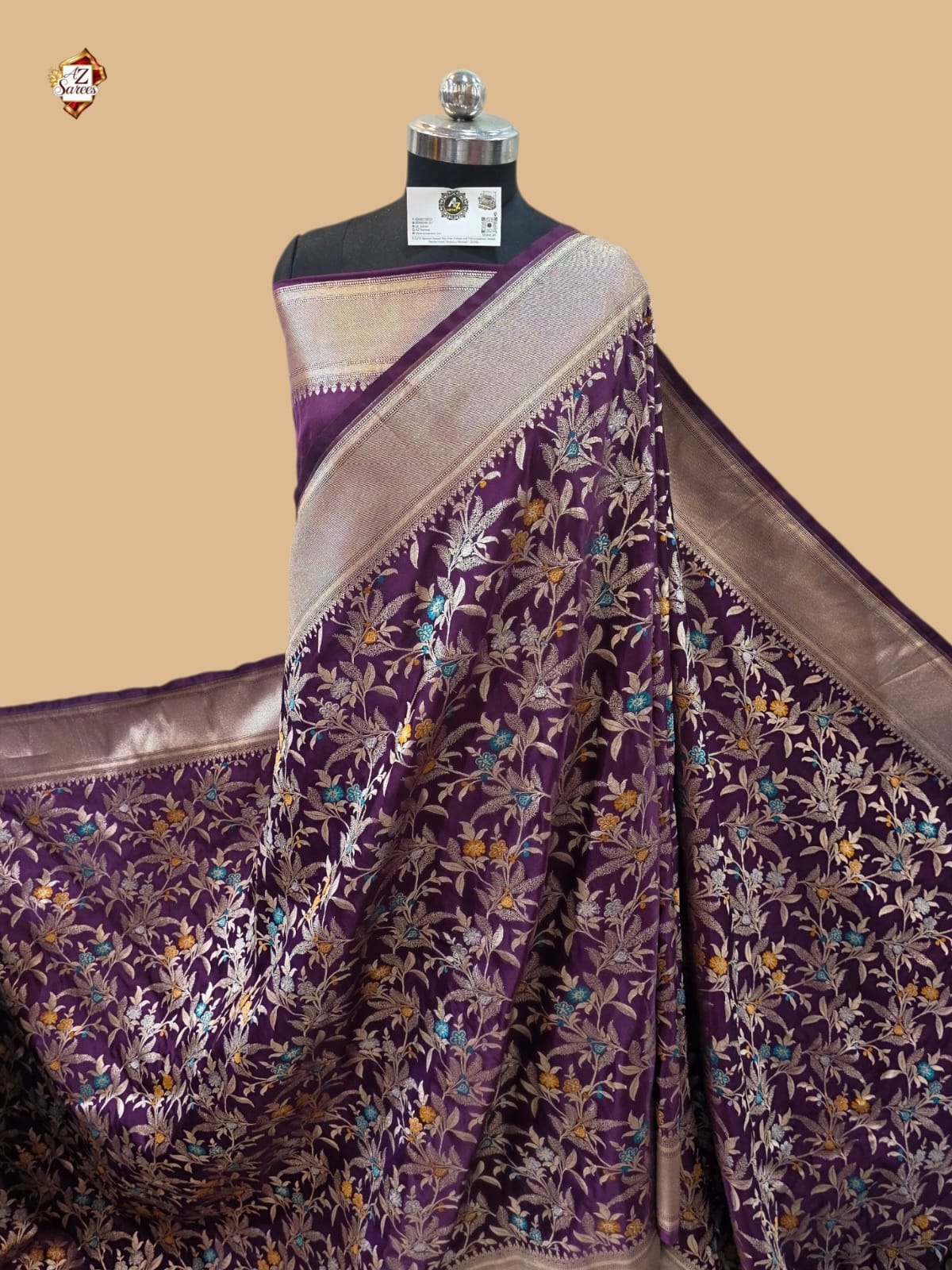Purple Banarasi Mashru Saree