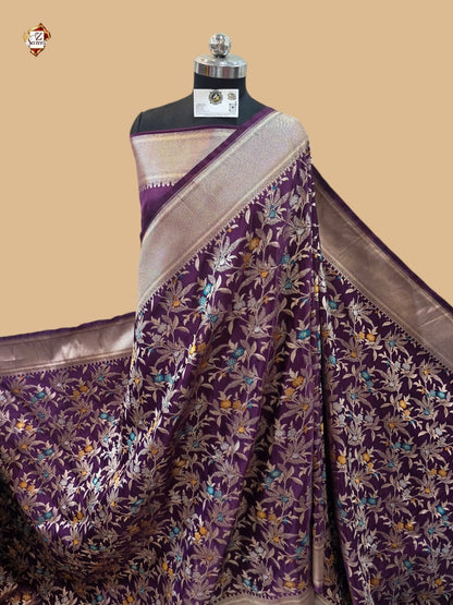 Purple Banarasi Mashru Saree
