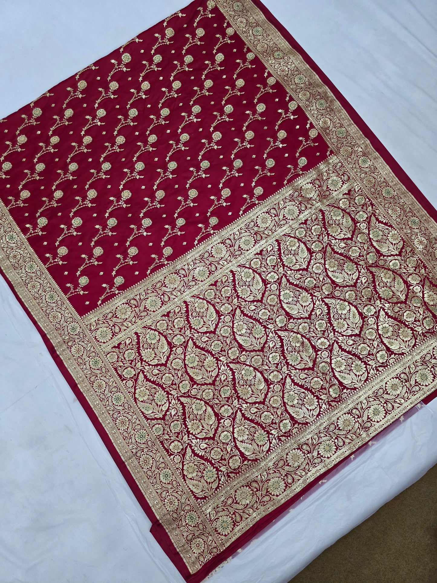 MAROON Zardozi Moti Banarasi Saree