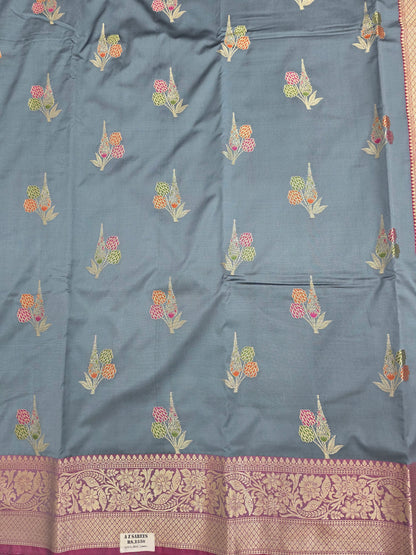 Grey Banarasi Katan Saree