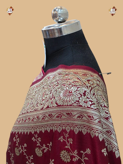 Maroon Banarasi Zarkan Saree