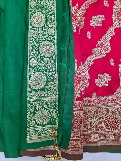 Red Zarkan Moti Banarasi Saree
