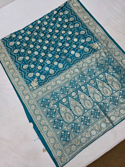 Teal Moti Banarasi Saree