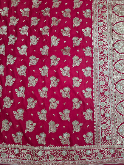 Red Zarkan Swarovski Banarasi Saree