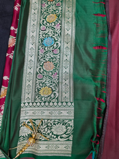 Maroon Zarkan Banarasi Katan Saree