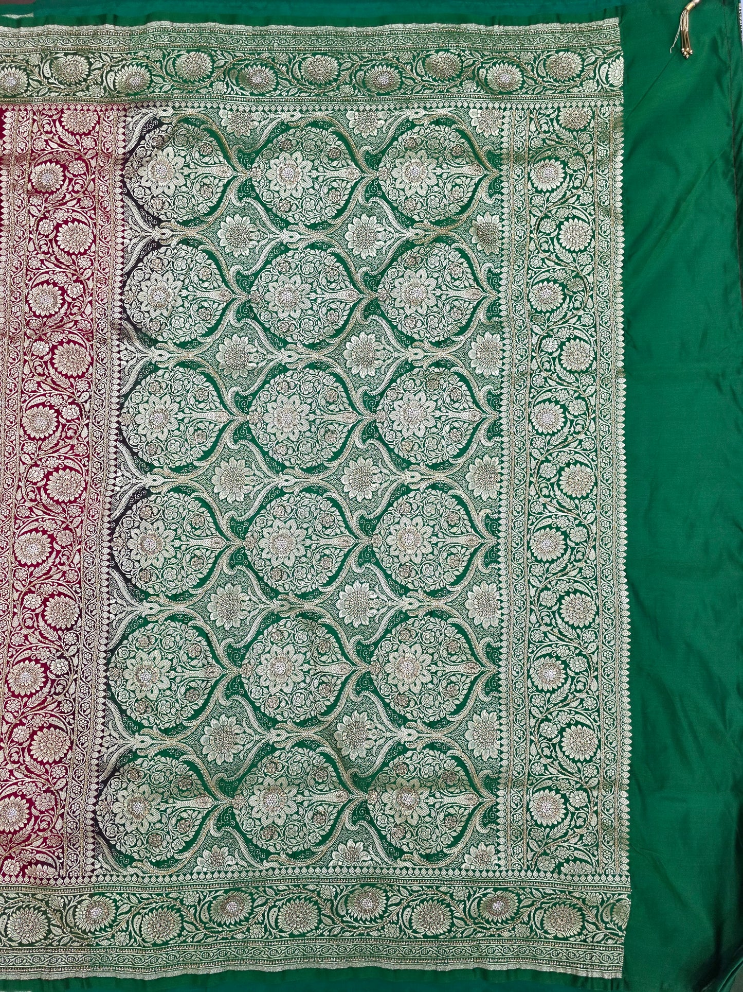 Maroon Zarkan Moti Banarasi Silk Saree