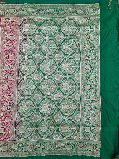 Maroon Zarkan Moti Banarasi Silk Saree