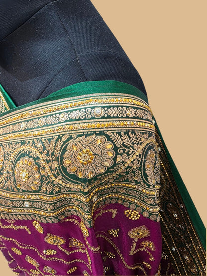 Purple Banarasi silk saree
