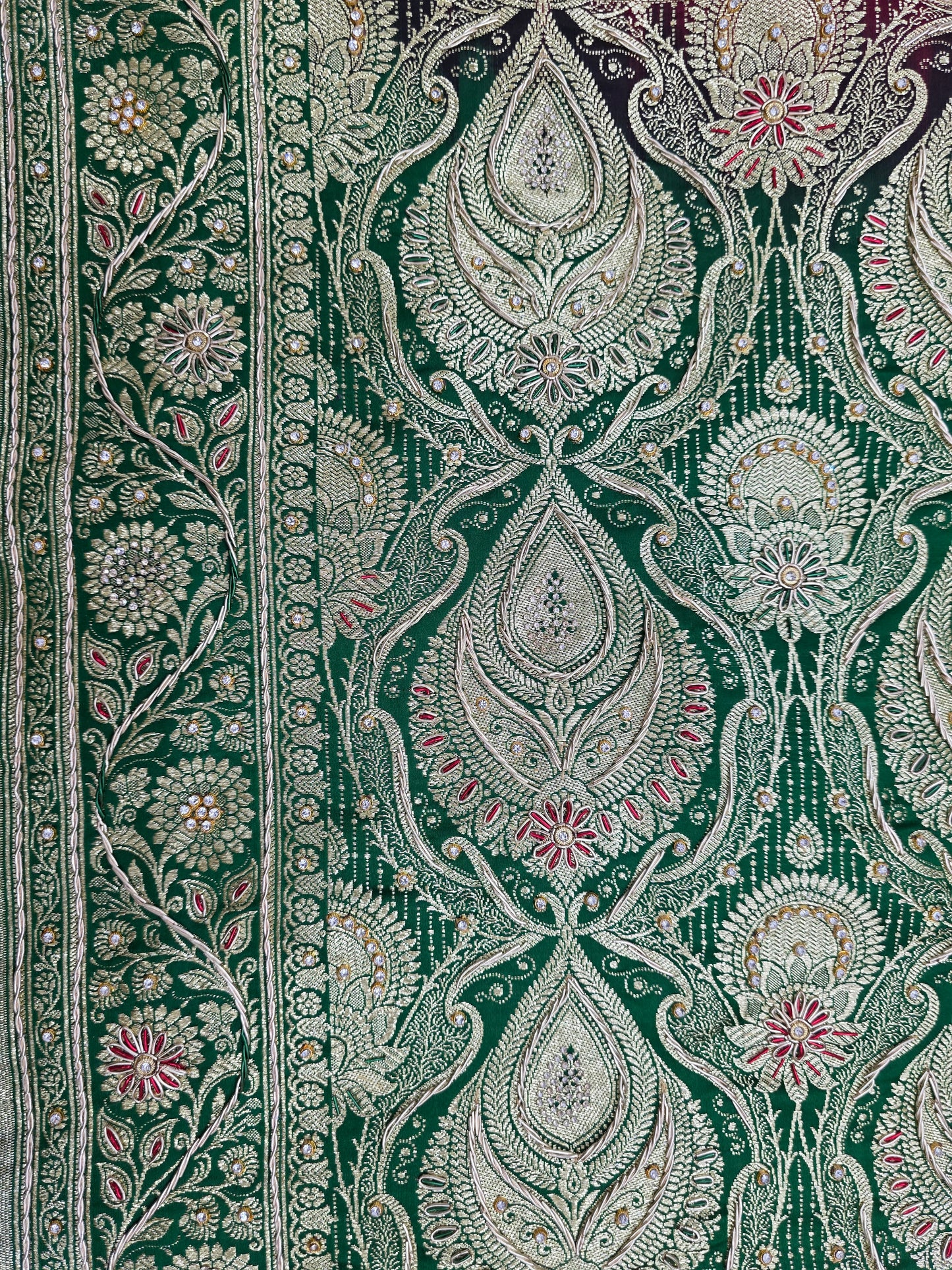 Maroon Zardozi Zarkan Banarasi Katan Saree