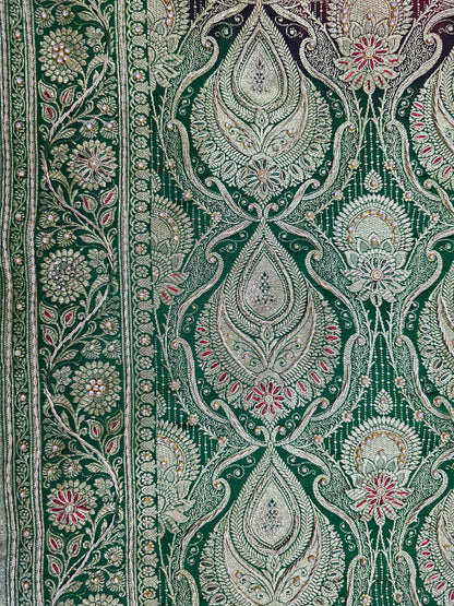 Maroon Zardozi Zarkan Banarasi Katan Saree