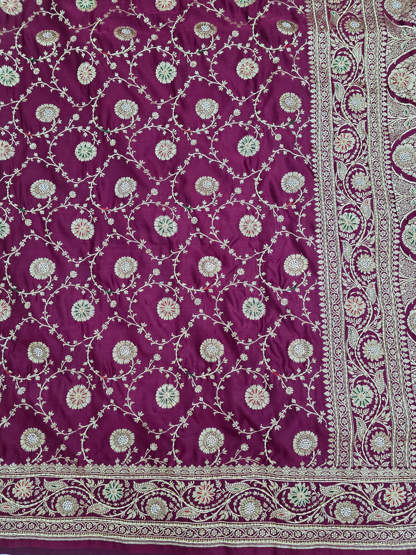 Wine Zardozi Zarkan Banarasi Saree