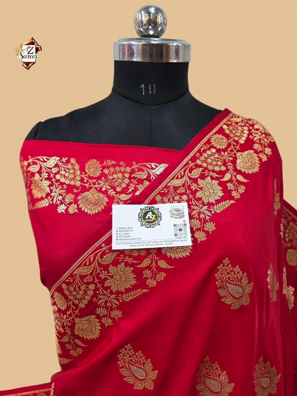 Red Banarasi Mashru silk