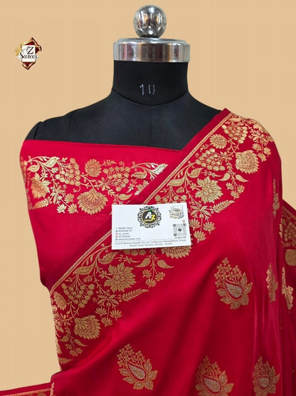 Red Banarasi Mashru silk