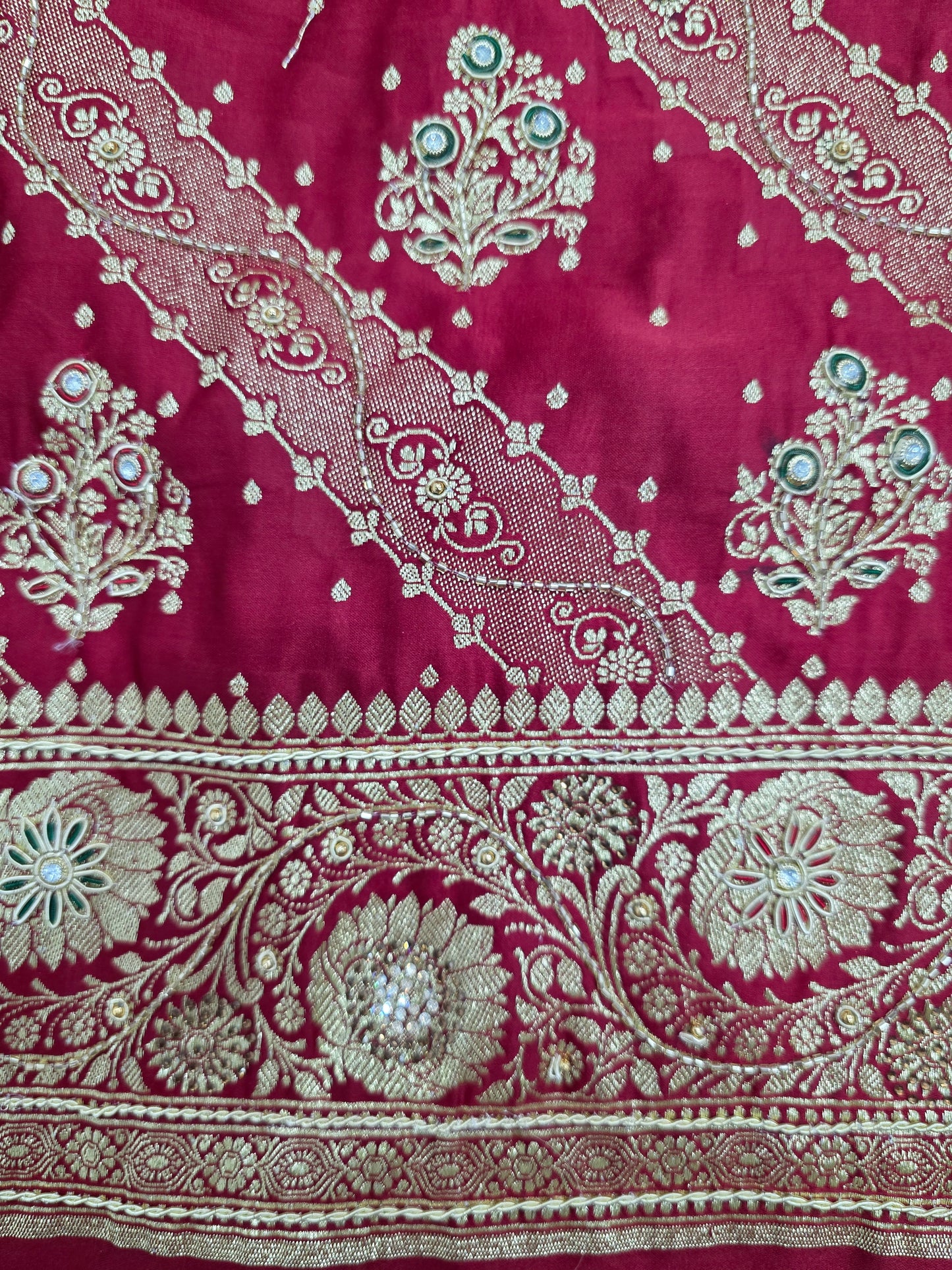 Maroon Zardozi Zarkan Banarasi Katan Saree
