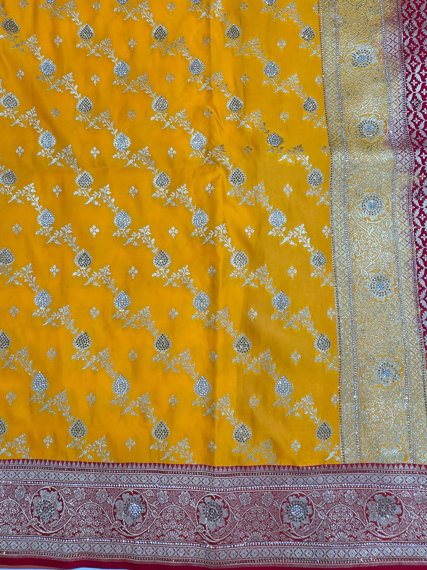 Gold Zarkan Swarovski Banarasi Saree