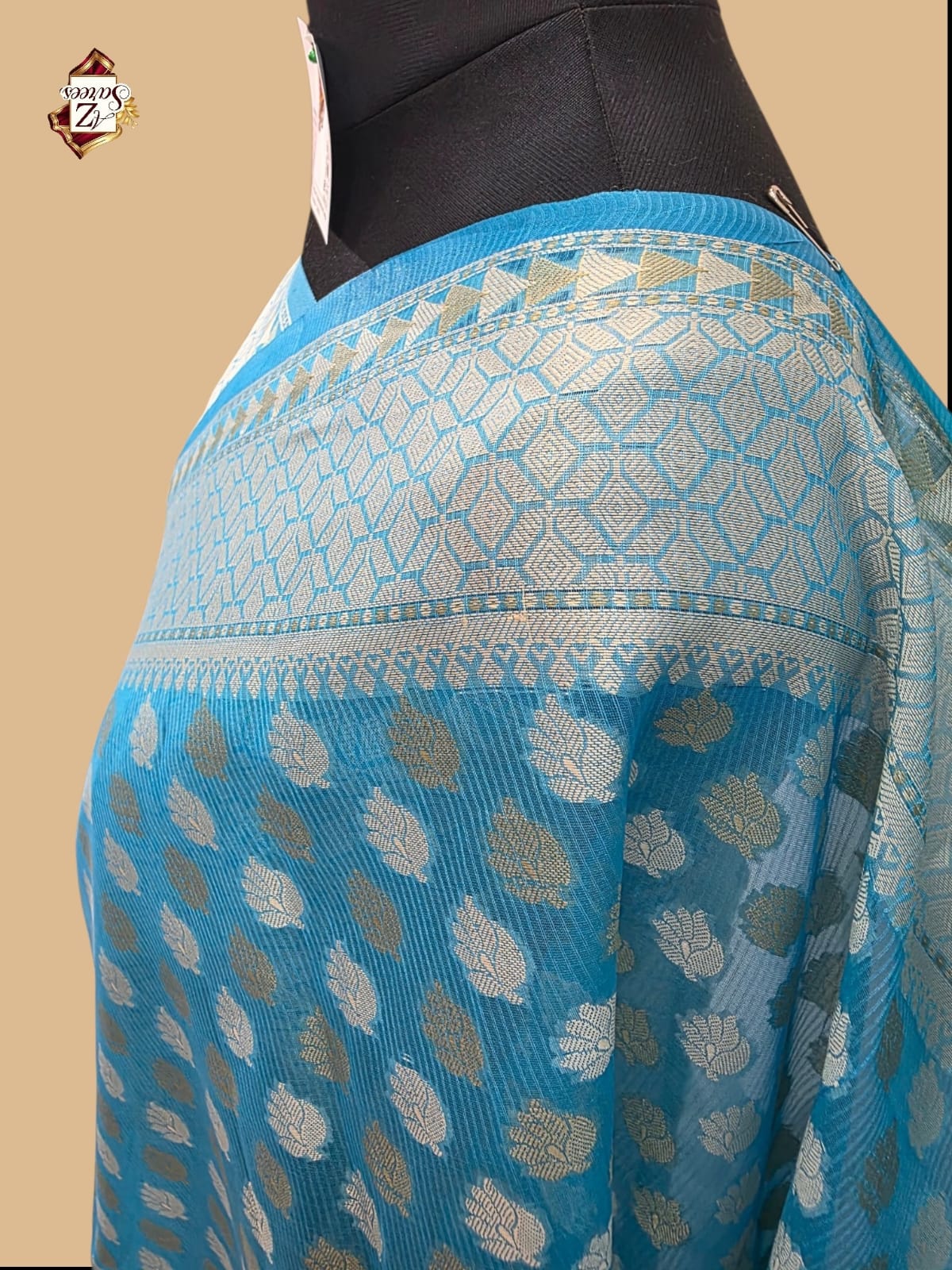 Blue Banarasi silk saree