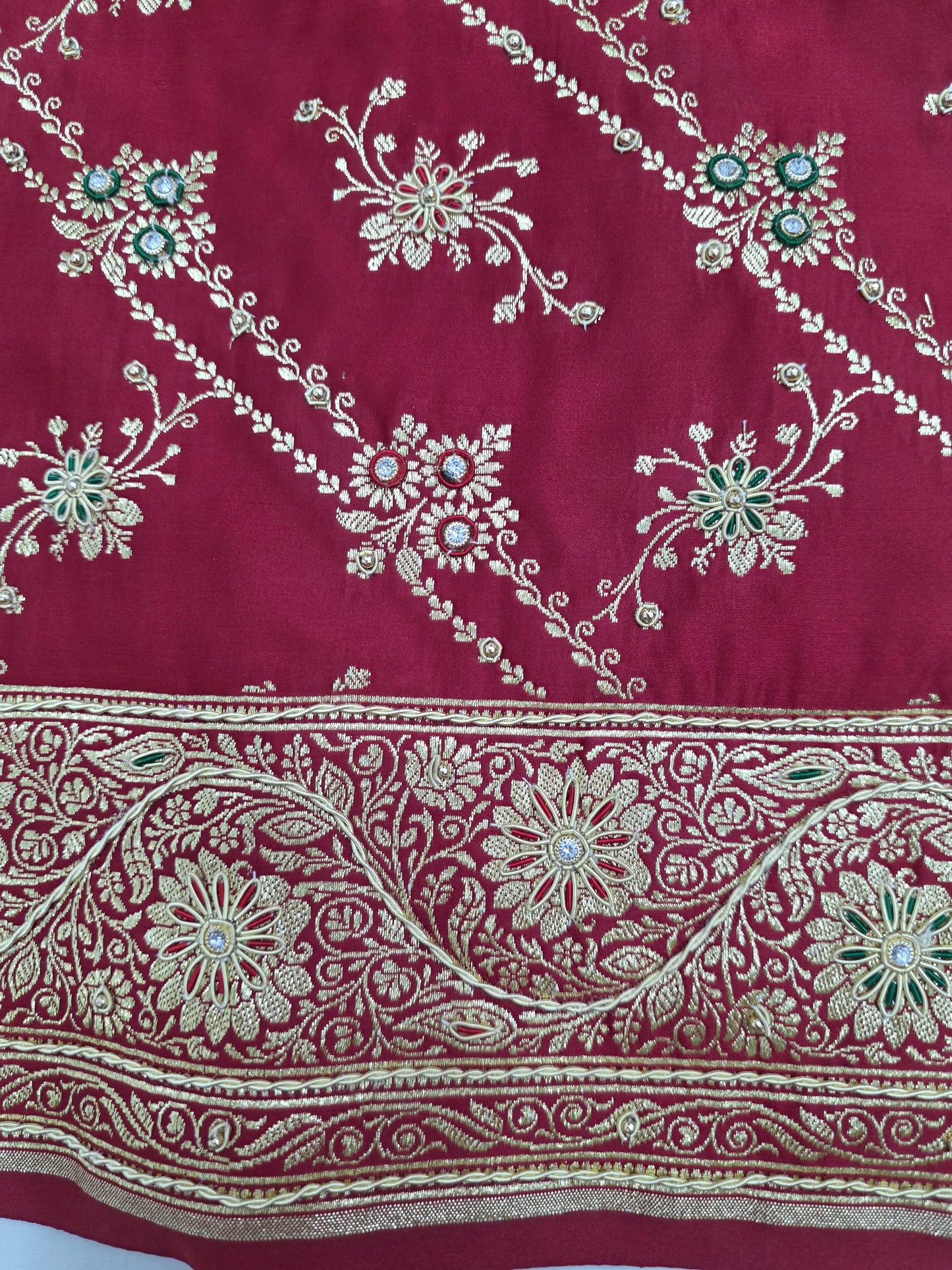 Maroon Zardozi Zarkan Banarasi Saree