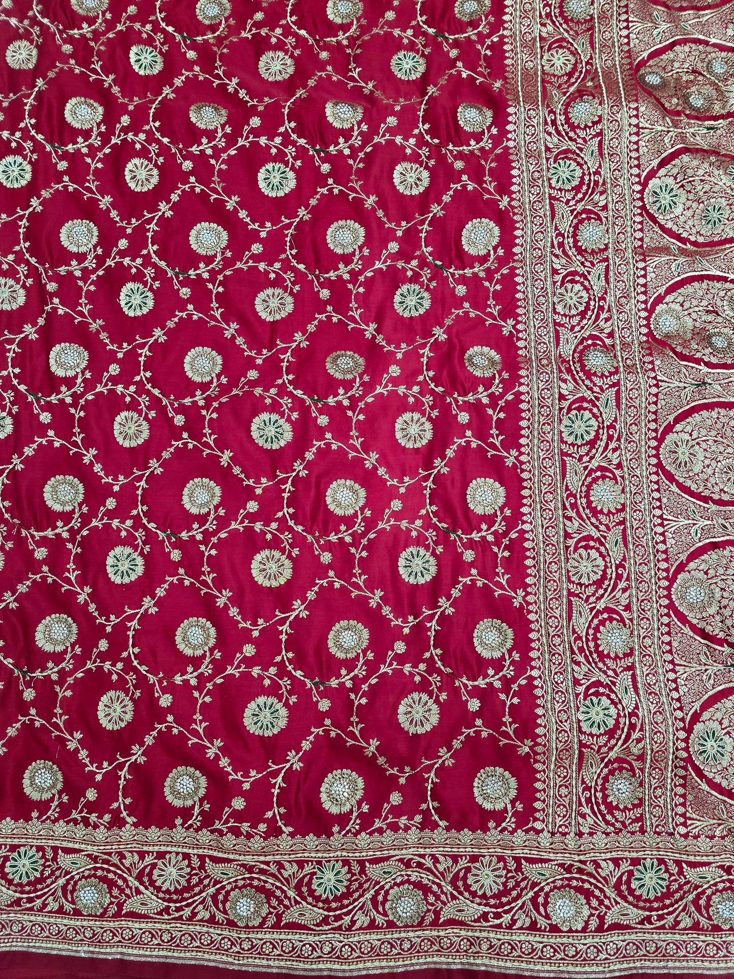 Maroon Zardozi Zarkan Banarasi Saree