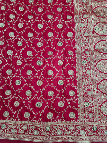 Maroon Zardozi Zarkan Banarasi Saree