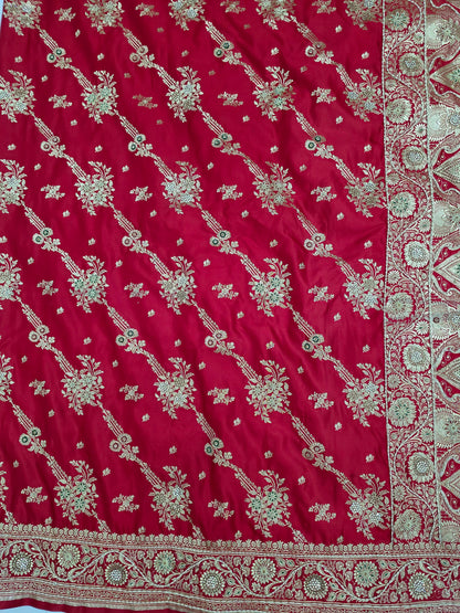 Red Zardozi Zarkan Banarasi Saree