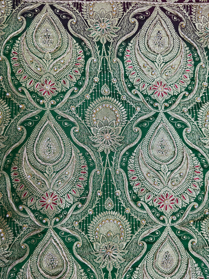 Wine Zardozi Zarkan Banarasi Katan Saree