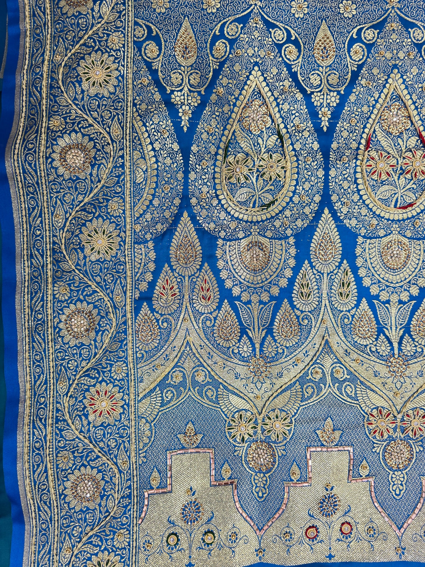 Blue Zardozi Zarkan Banarasi Katan Saree