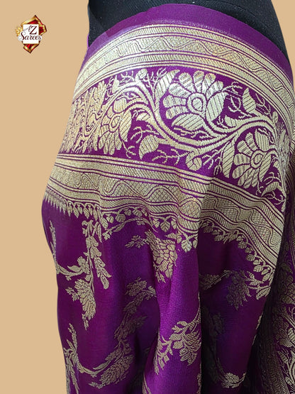 Purple Banarasi Katan Saree