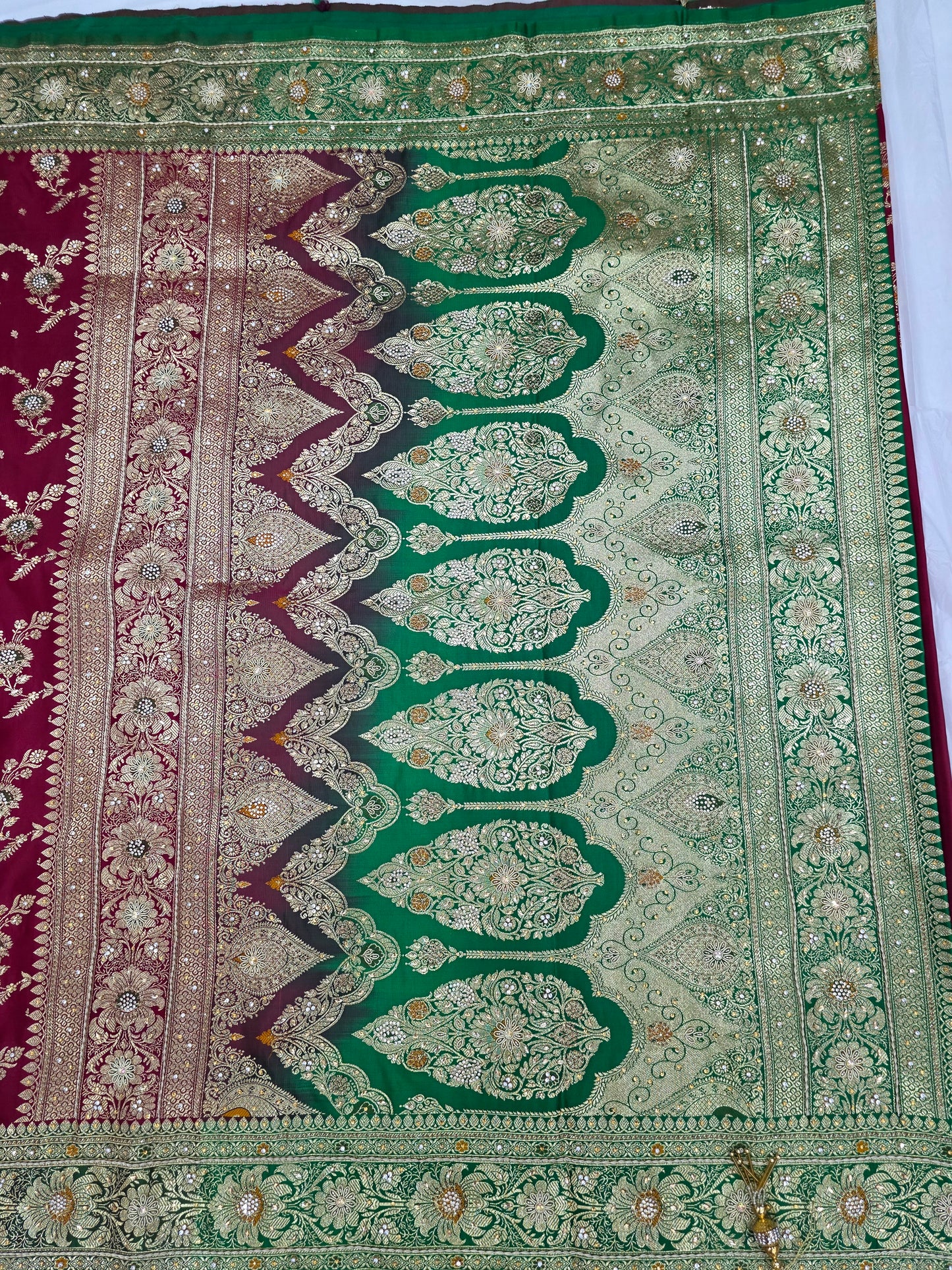 Maroon Zardozi Zarkan Banarasi Saree
