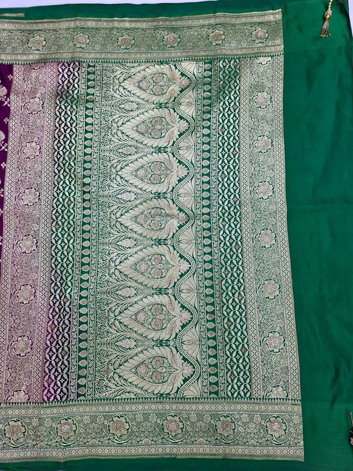 Purple Zarkan Swarovski Banarasi Saree