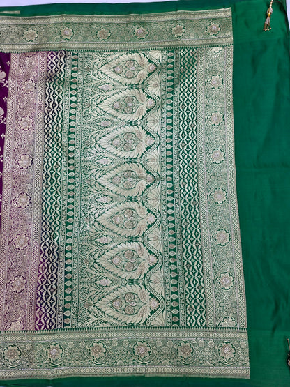 Purple Zarkan Swarovski Banarasi Saree
