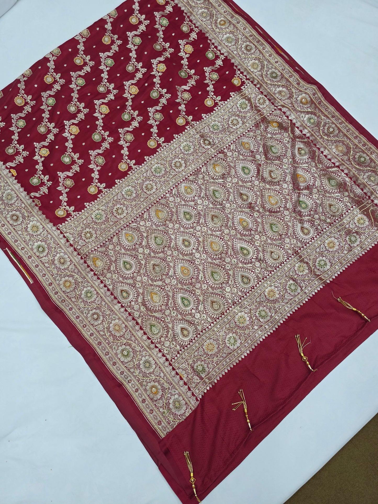 Maroon Zardozi Zarkan Banarasi Saree