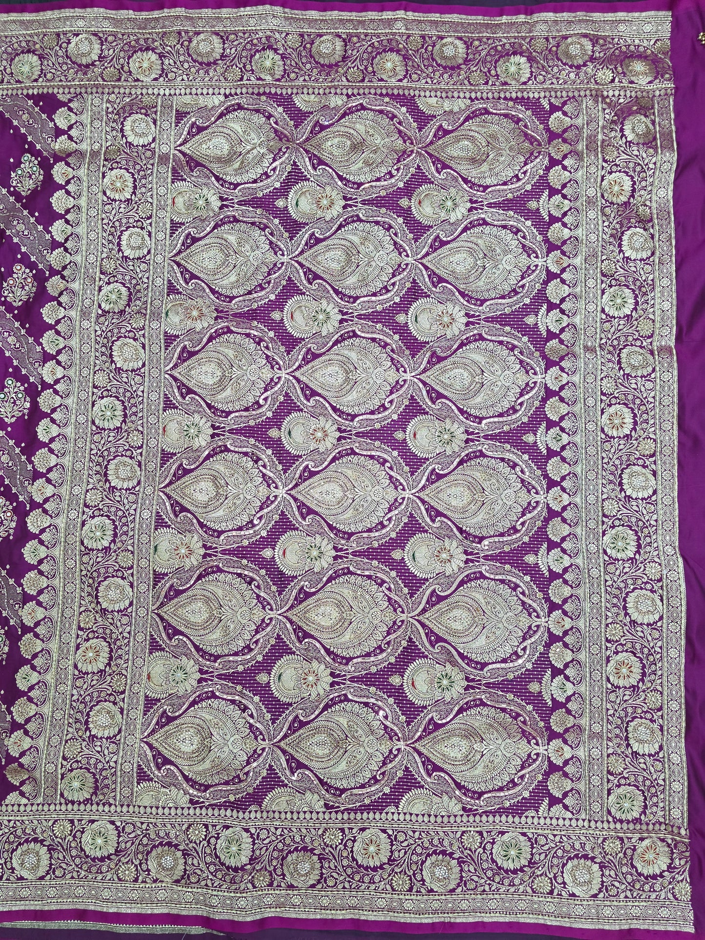 Purple Zardozi Zarkan Banarasi Katan Saree
