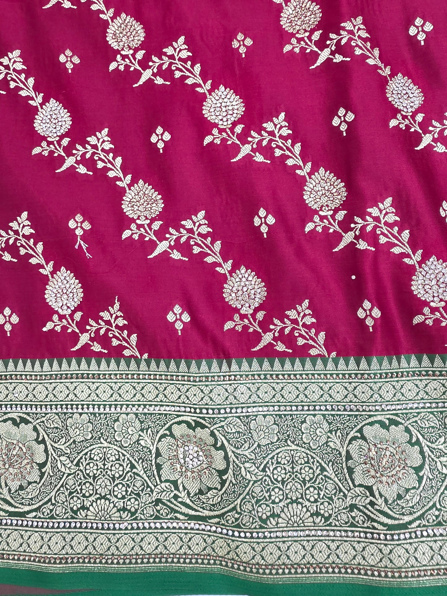 Maroon Zarkan Swarovski Banarasi Saree